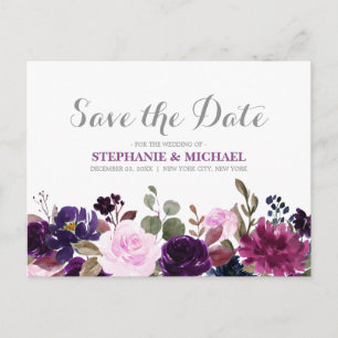 Carte Postale Faire-part Fleurs de lavande violette Boho Enregistrer la dat