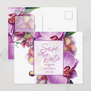Carte Postale Faire-part Fleurs de mariage Enregistrez la date Photo et cod