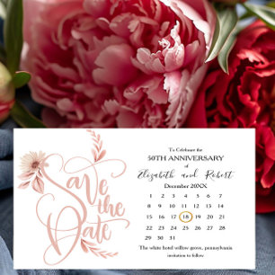 Carte Postale Faire-part Fleurs & Feuilles 50e Anniversaire Enregistrer La 