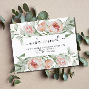 Carte Postale Faire-part Fleurs Florales de Pêche de Verdure Script en Mouv