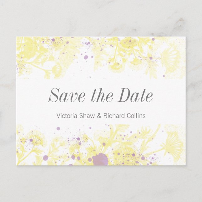 Carte Postale Faire-part Fleurs jaunes peintes (Devant)