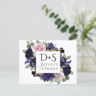 Carte Postale Faire-part Fleurs Luxuriantes   Rose Violette et Rose Enregis
