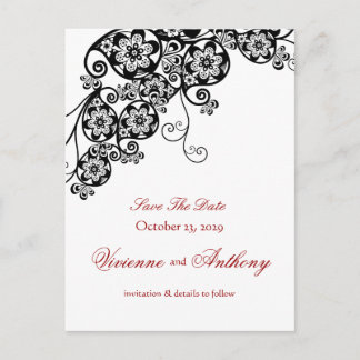 Carte Postale Faire-part Fleurs Paisley Élégant Vintage Chic Enregistrer la