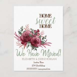 Carte Postale Faire-part Fleurs Roses Accueil Sweet Home