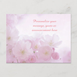 Carte Postale Faire-part Fleurs roses Message personnalisé féminin, Citatio