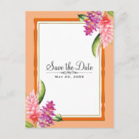 Fleurs tropicales Corail Orange et Or Enregistrer