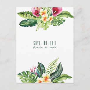 Carte Postale Faire-part Fleurs tropicales Feuilles Floral Chic Enregistrer