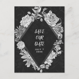 Carte Postale Faire-part Fleurs Vintage Black Diamond Enregistrez la Date