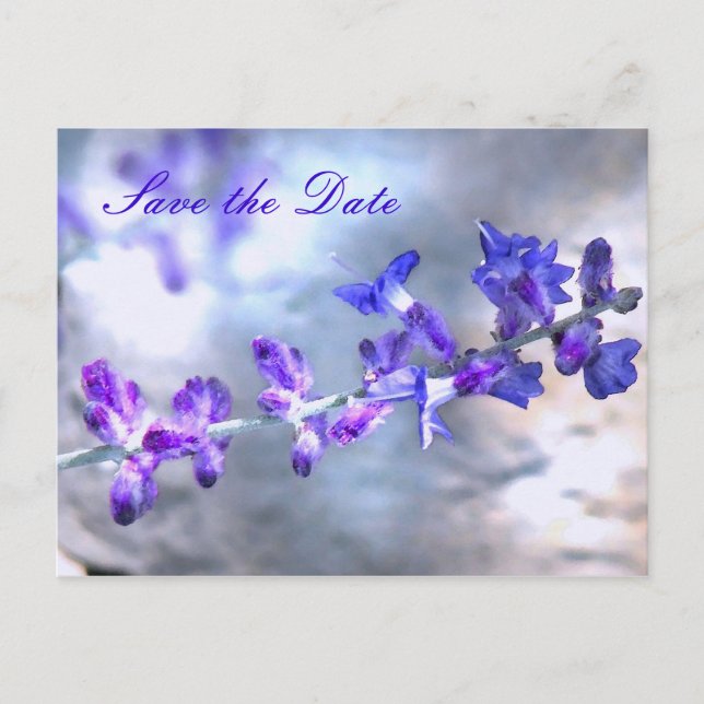 Carte Postale Faire-part Fleurs violettes Enregistrer la date (Devant)