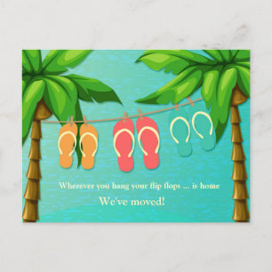Carte Postale Faire-part Flip Flops tropicaux, nouvelle adresse