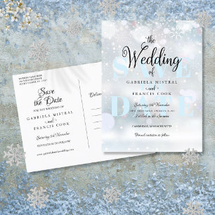 Carte Postale Faire-part Flocons de Neige Enregistrez la Date