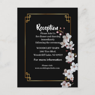 Carte Postale Faire-part floraisons de cerisier blanches et cadre doré