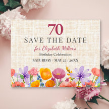 Floral 70th Save the Date - Garden Party