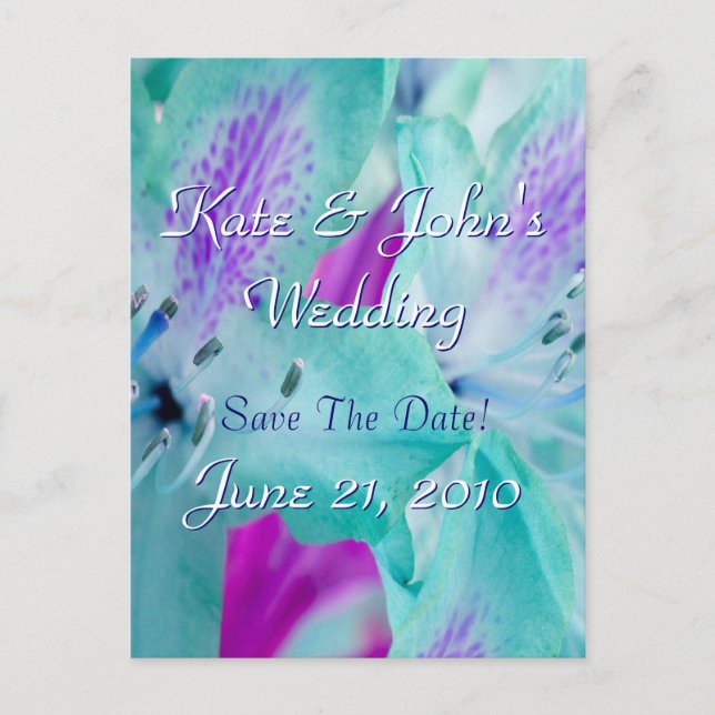 Carte Postale Faire-part Floral bleu (Devant)