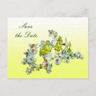 Carte Postale Faire-part Floral jaune Enregistrer le Mariage date
