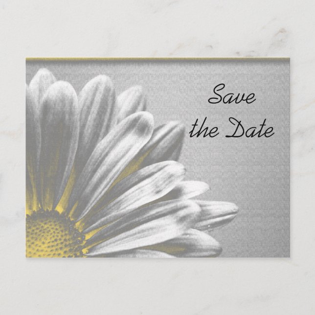 Carte Postale Faire-part Floral Jaune Faits saillants Mariage Enregistrer l (Devant)