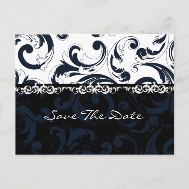 Carte Postale Faire-part Floral noir et blanc (Devant)