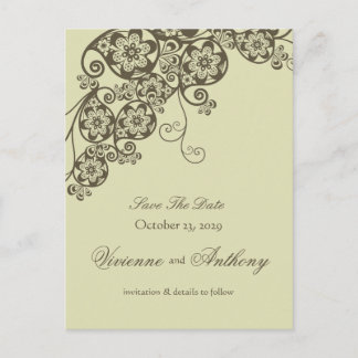 Carte Postale Faire-part Floral Paisley Élégant Vintage Chic Enregistrer La