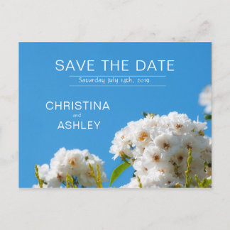 Carte Postale Faire-part Floral rose blanc