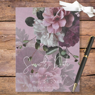 Carte Postale Faire-part Floral rose & blanc moderne Enregistrer la date