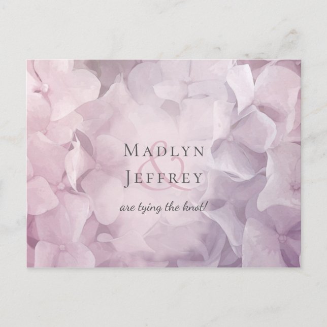 Carte Postale Faire-part Floral rose violet Hydrangea enregistrer la date (Devant)