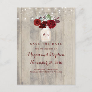 Carte Postale Faire-part Floral rustique Enregistrer la date