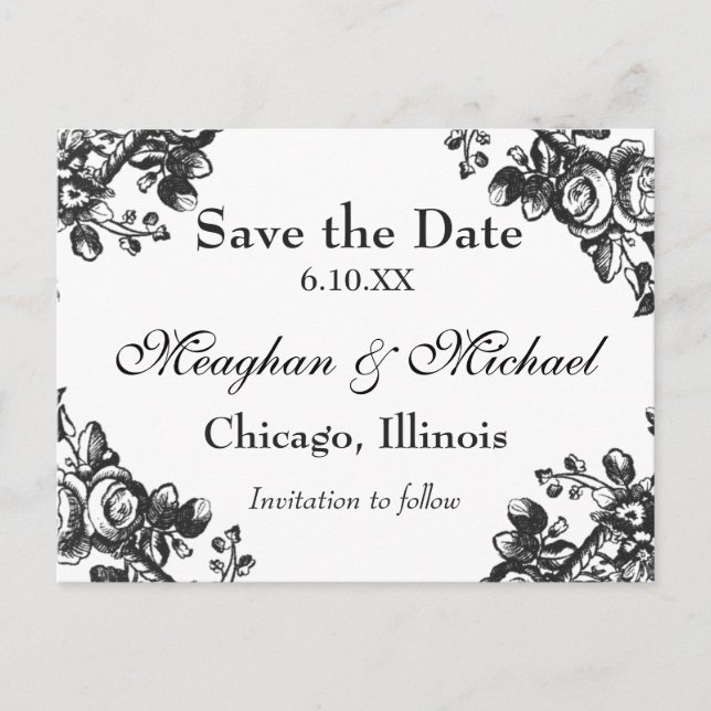 Carte Postale Faire-part Flore antique verdoyante (Devant)