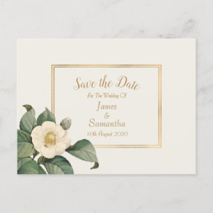 Carte Postale Faire-part Flore blanche simple Mariage Enregistrer La Date