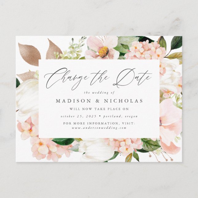 Carte Postale Faire-part Flore floue printanière Modifier la date (Devant)