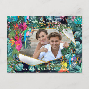 Carte Postale Faire-part Flore tropicale Paradis & Oiseaux