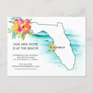 Carte Postale Faire-part Florida Beach Accueil Nouvelle adresse