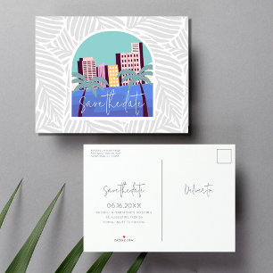 Carte Postale Faire-part Florida Beach Wedding Budget Économisez la date