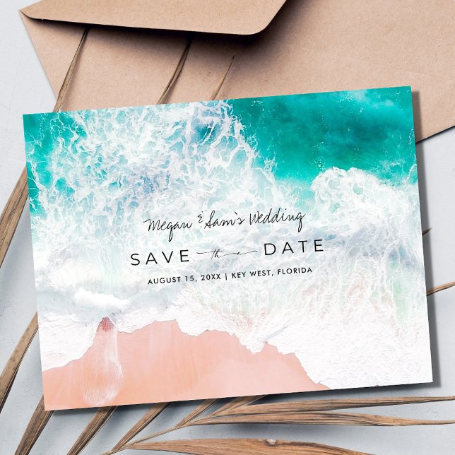 Carte Postale Faire-part Florida Beach Wedding Enregistrer la date (Florida Beach Wedding Save the Date Postcard)