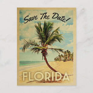 Carte Postale Faire-part Floride Sauvegarder La Date Vintage Plage Palmier