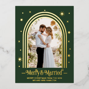 Carte postale Faire-part Foil Marié & Joyeux Maria