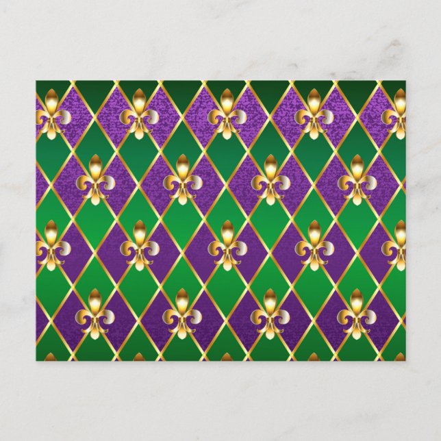 Carte Postale Faire-part Fond de bijoux Mardi Gras (Devant)