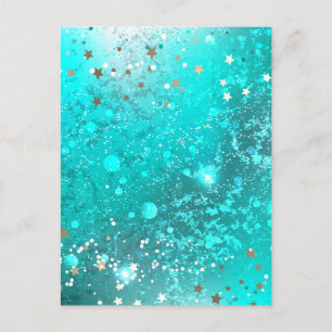 Carte Postale Faire-part Fond de papier d'aluminium turquoise menthe