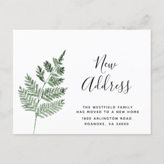 Carte Postale Faire-part Fougère Verte Nouvelle Adresse Simple Botanique en