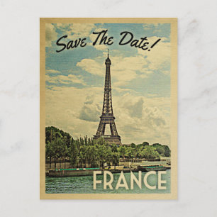 Carte Postale Faire-part France Sauvegarder la date Tour Eiffel vintage Par