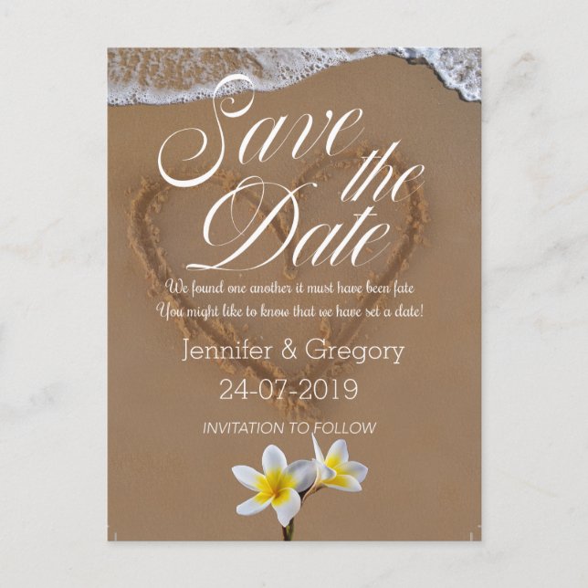 Carte Postale Faire-part Frangipani /Plumeria Beach Island Enregistrer la d (Devant)