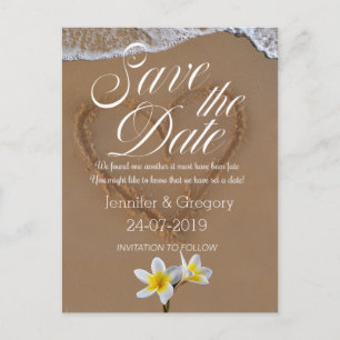 Carte Postale Faire-part Frangipani / Plumeria île de plage Save the Date