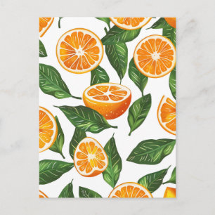 Carte Postale Faire-part Fruit Botanique Orange Citrus Sans Couture