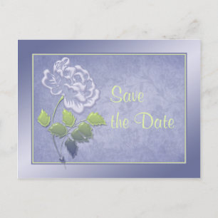 Carte Postale Faire-part Fumé Heather Blue et vert Floral Économisez la dat