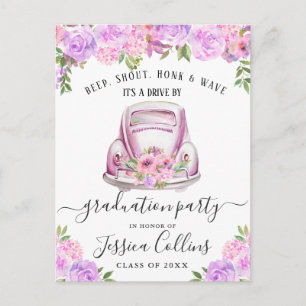 Carte Postale Faire-part Funny Class of 2024 DRIVE BY Graduation Party