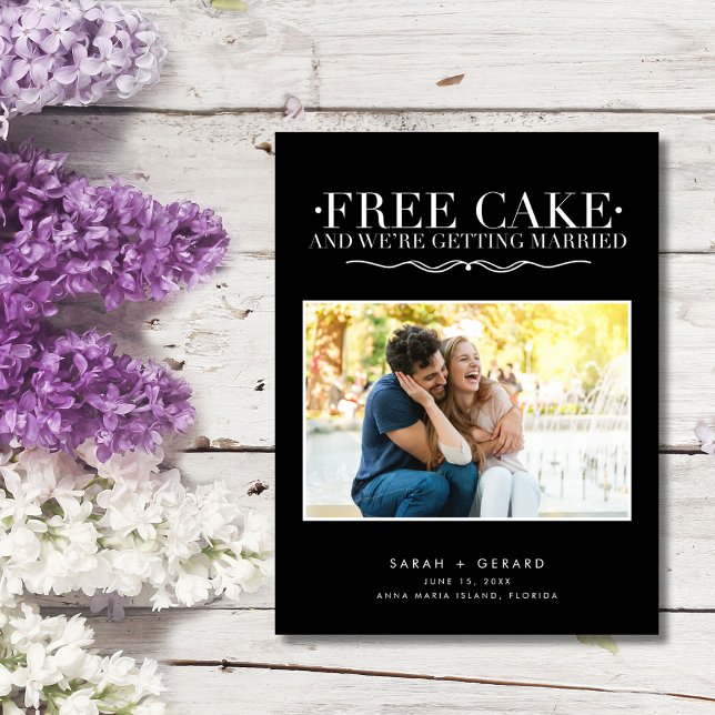 Carte Postale Faire-part Funny Free Cake Mariage Photo Enregistrer la date (Funny Free Cake Wedding Photo Save the Date Postcard)