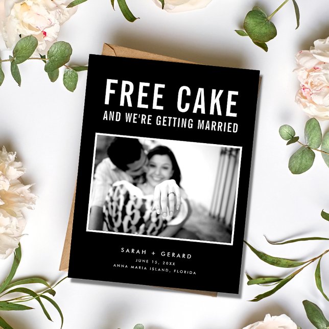 Carte Postale Faire-part Funny Free Cake Photo Wedding Enregistrer la date (Funny Free Cake Photo Wedding Save the Date)