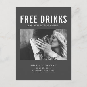 Carte Postale Faire-part Funny Free Drink Photo Wedding Save the Date