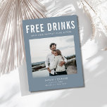 Carte Postale Faire-part Funny Free Drink Photo Wedding Save the Date<br><div class="desc">Voici nos boissons gratuites (et notre bonheur après) Photo Wedding Save the Date Postcards - parfait pour le couple amoureux du plaisir prêt à partager leur grande nouvelle! Avec une conception ludique "Free Drinks (and We're Getting Married)" en gris épuré, ces modernes enregistrer les dates sont entièrement personnalisables avec votre...</div>