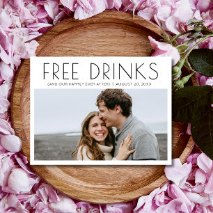 Carte Postale Faire-part Funny Free Drink Photo Wedding Save the Date