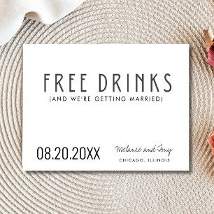 Carte Postale Faire-part Funny Free Drink Photo Wedding Save the Date